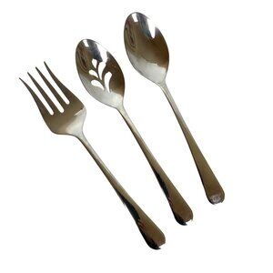 Tomodachi Poise 18/10 Stainless Steel Serving Utensils Set Fork Solid & Slotted